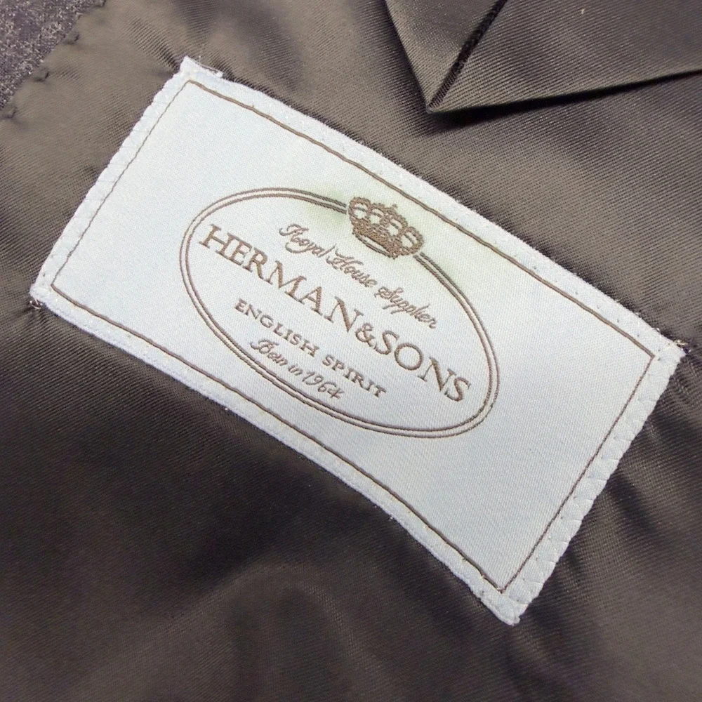 Herman & Sons Blazer Jacket Mens 48R Charcoal Grey Stretch Two Button Sport Coat